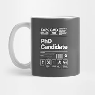 PhD Candidate product label (Dark) Mug